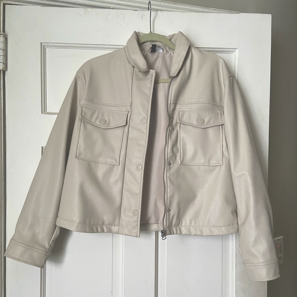 White Faux Leather Jacket